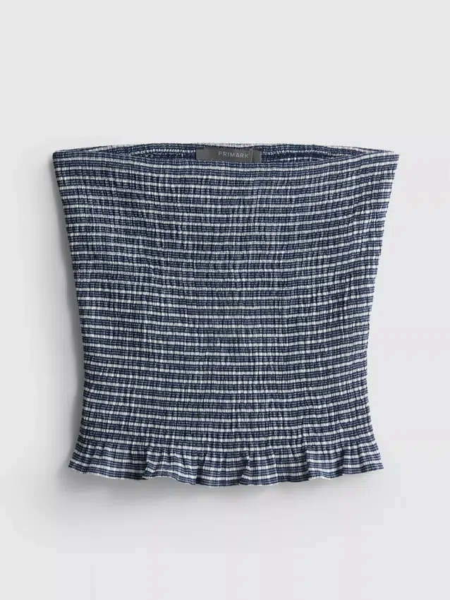 Paula Echevarría bandeau-top i gingham med volanger
