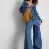 Paula Echevarría bomullsrik denim med vide ben
