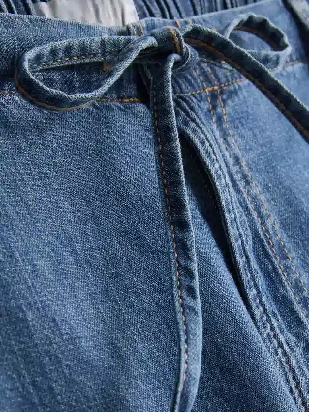 Paula Echevarría bomullsrik denim med vide ben