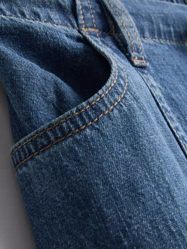 Paula Echevarría bomullsrik denim med vide ben
