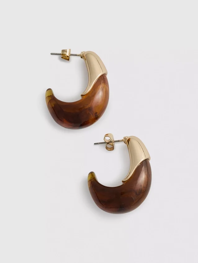 Paula Echevarría dråpeformede hoop-øreringer i resin