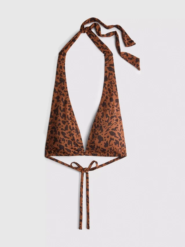 Paula Echevarría leopardmønstret bikinitopp med halterneck