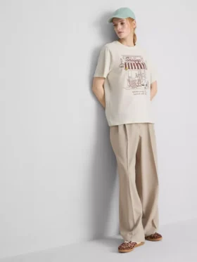 Peanuts Snoopy bomulls-T-skjorte i café-stil