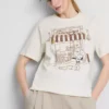 Peanuts Snoopy bomulls-T-skjorte i café-stil