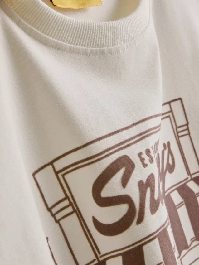 Peanuts Snoopy bomulls-T-skjorte i café-stil