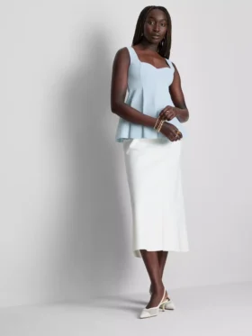 Peplum-top i krepp med hjerteformet utringning