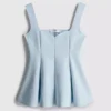 Peplum-top i krepp med hjerteformet utringning