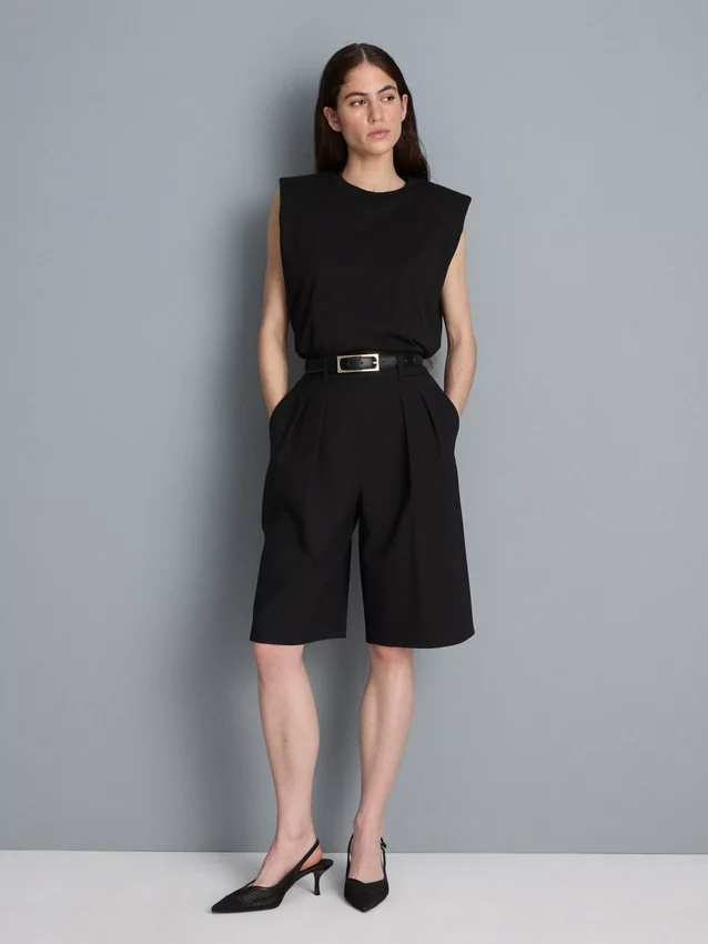 Plisserte bermudashorts