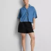 Plisserte shorts i linblanding
