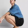 Plisserte shorts i linblanding