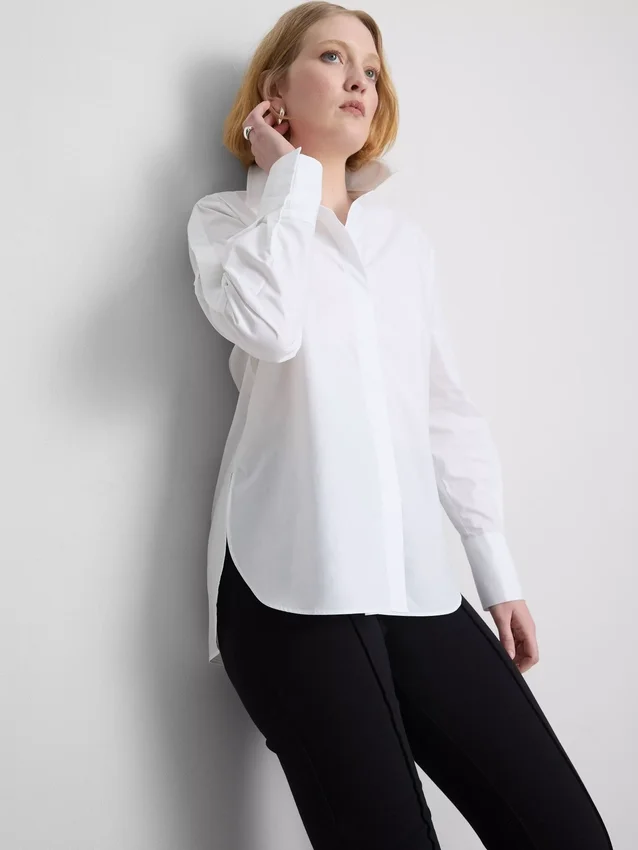 Poplin-skjorte med justerbar passform