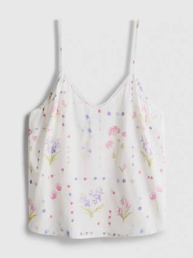 Pysjamaser-cami-top med blomstermønster