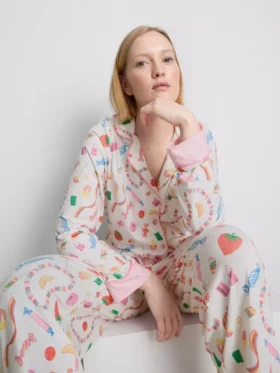 Pysjamaser i boyfriend-stil med søtt motiv