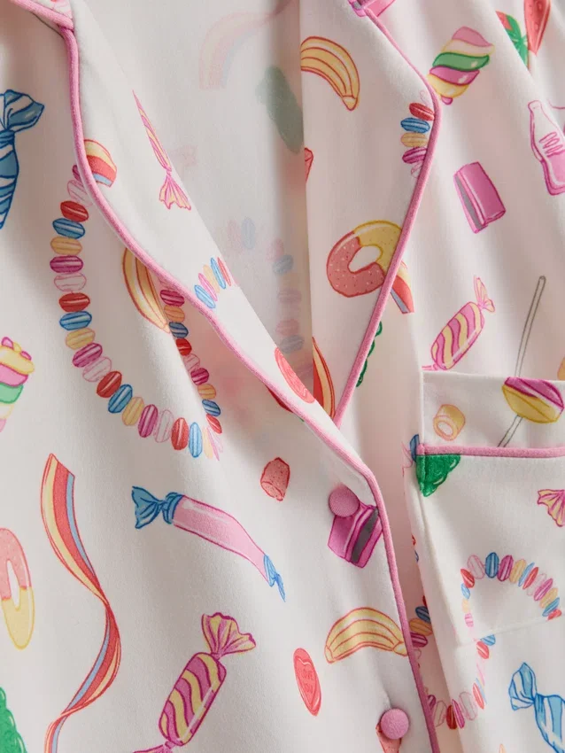 Pysjamaser i boyfriend-stil med søtt motiv