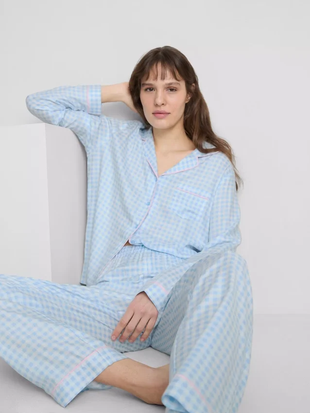 Pysjamaser i twill i boyfriend-stil