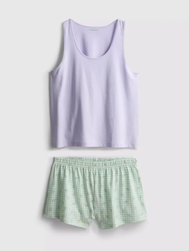 Pysjamaser med bomullstopp og shorts