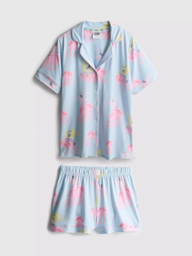 Pysjamaser med grafisk SpongeBob SquarePants-motiv og boyfriend-shorts