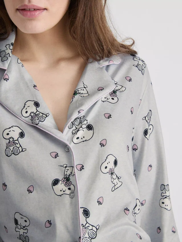 Pysjamaser med Snoopy-motiv i boyfriend-stil