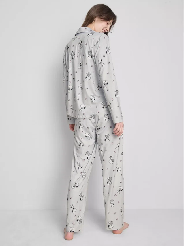 Pysjamaser med Snoopy-motiv i boyfriend-stil