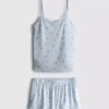 Pysjamaser med trykt cami og shorts