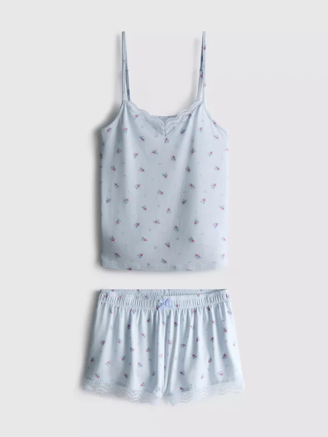 Pysjamaser med trykt cami og shorts