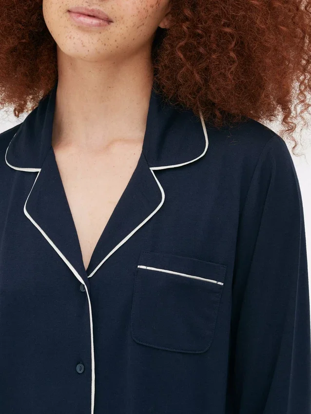 Pysjamassett i jersey med lange ermer i boyfriend-stil