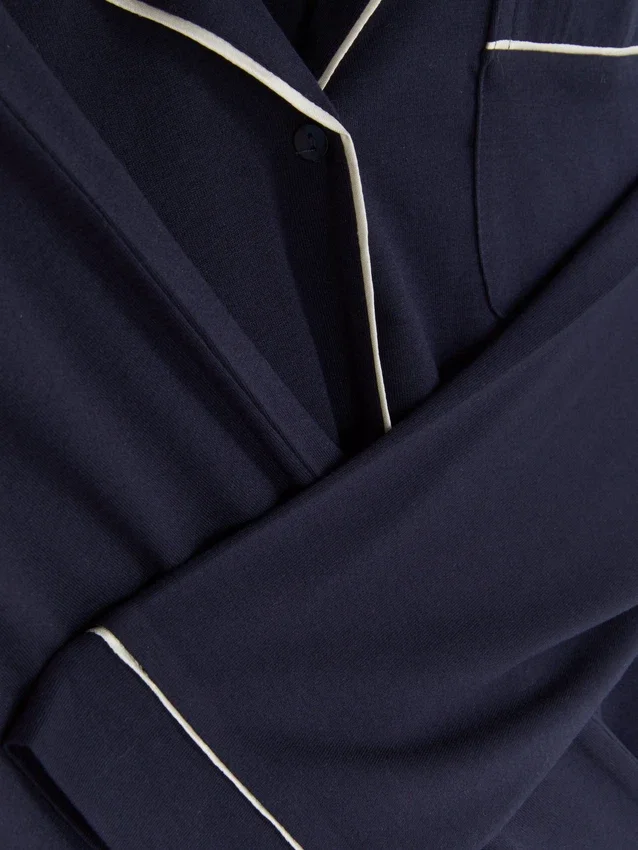 Pysjamassett i jersey med lange ermer i boyfriend-stil