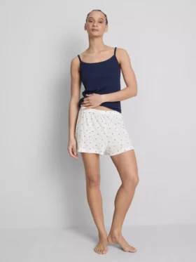 Ribbede pysjamaser-shorts i jersey