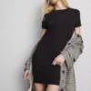 Ribbet bodycon-minikjole i T-skjorte-stil