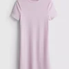 Ribbet bodycon-minikjole i T-skjorte-stil