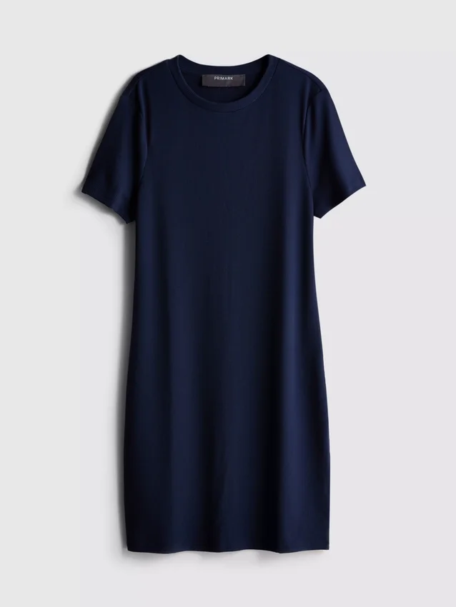 Ribbet bodycon-minikjole i T-skjorte-stil