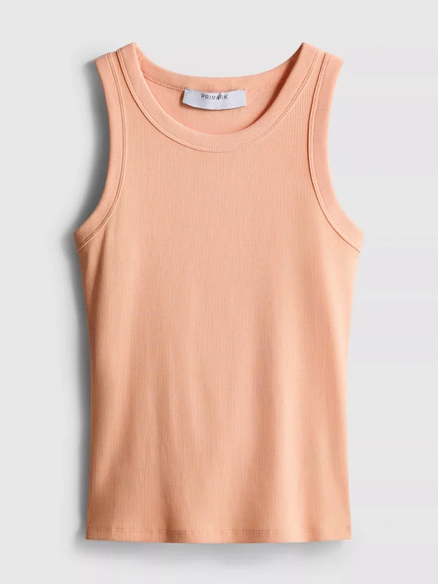 Ribbet racerback-tank-top med høyt bomullsinnhold