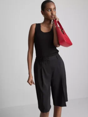 Ribbet tank-top i bomullsblanding