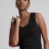 Ribbet tank-top i bomullsblanding