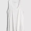 Ribbet tank-top i bomullsblanding