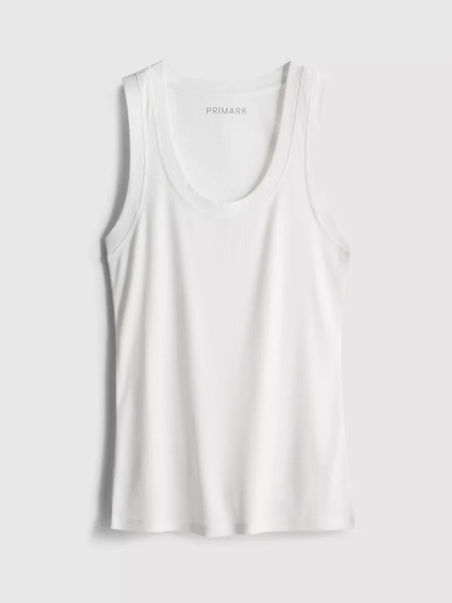 Ribbet tank-top i bomullsblanding
