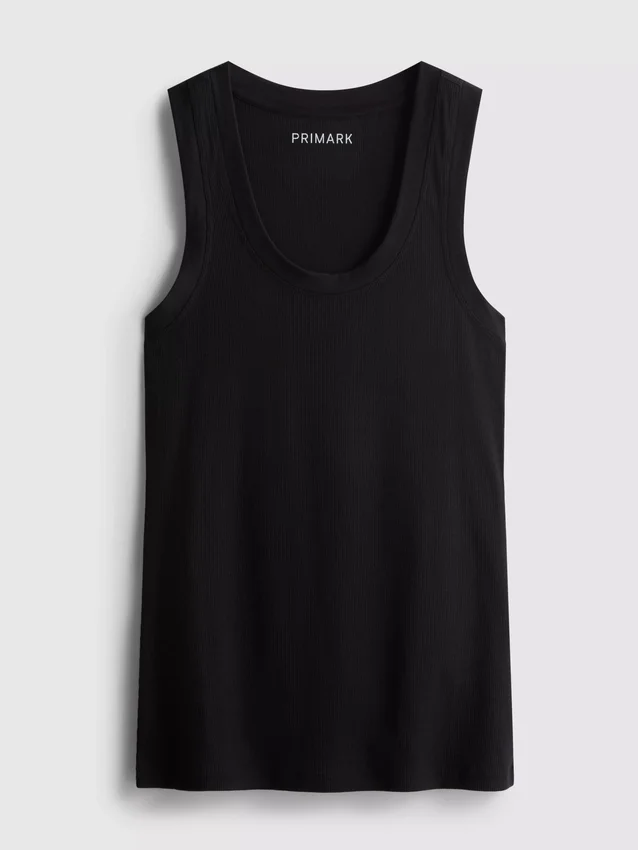 Ribbet tank-top i bomullsblanding