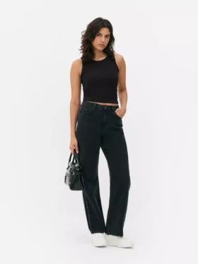 Ribbet tank-top med racerrygg