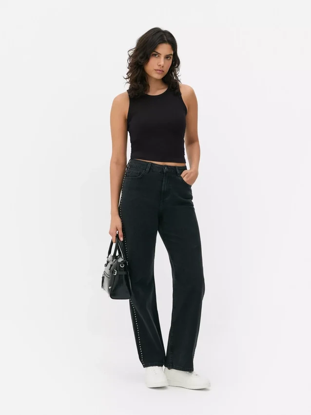 Ribbet tank-top med racerrygg