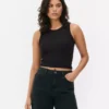 Ribbet tank-top med racerrygg