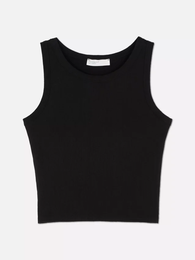 Ribbet tank-top med racerrygg