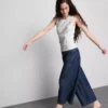 Ribbet tank-top med racerrygg i bomullsrikt materiale