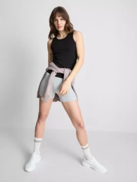 Ribbet tank-top med racerrygg i bomullsrikt materiale