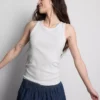 Ribbet tank-top med racerrygg i bomullsrikt materiale