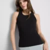 Ribbet tank-top med racerrygg i bomullsrikt materiale