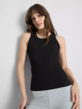 Ribbet tank-top med racerrygg i bomullsrikt materiale
