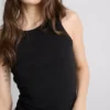 Ribbet tank-top med racerrygg i bomullsrikt materiale