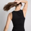 Ribbet tank-top med racerrygg i bomullsrikt materiale