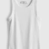 Ribbet tank-top med racerrygg i bomullsrikt materiale