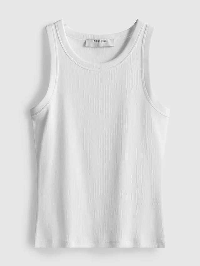 Ribbet tank-top med racerrygg i bomullsrikt materiale